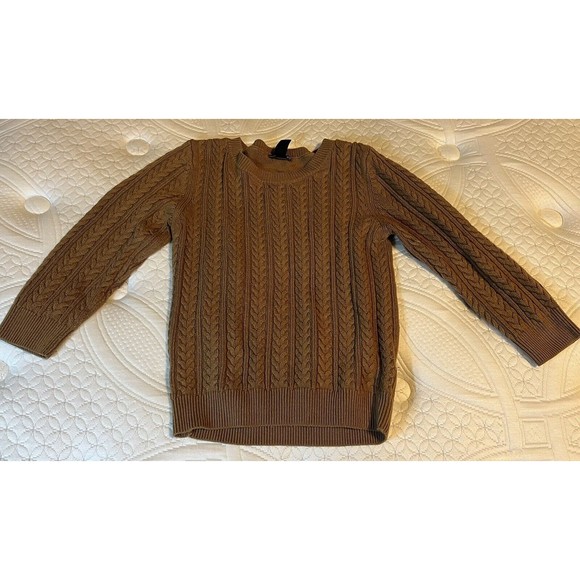 H&M Crew Neck Sweater Small Womens Brown Herringbone Long Sleeve Cotton Acrylic - Picture 1 of 7